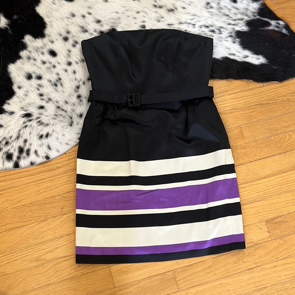 Milly strapless silk cocktail dress with belt